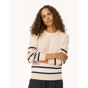 UNSUBSCRIBED NWT Ivory & Navy Striped Cashmere Colorblocked Sweater M